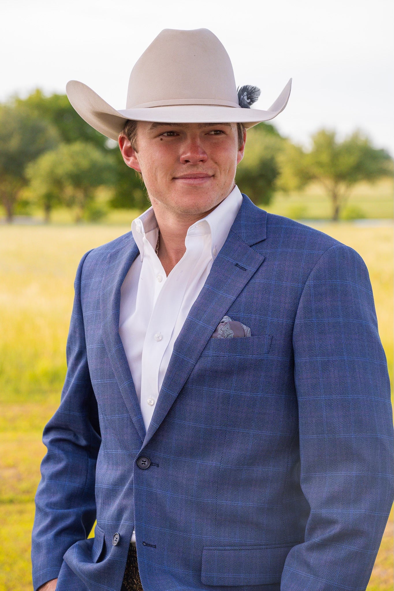 Ranch Blue with Pink Plaid Summer Cowboy Sport Coat – Classic Fit Western Jacket