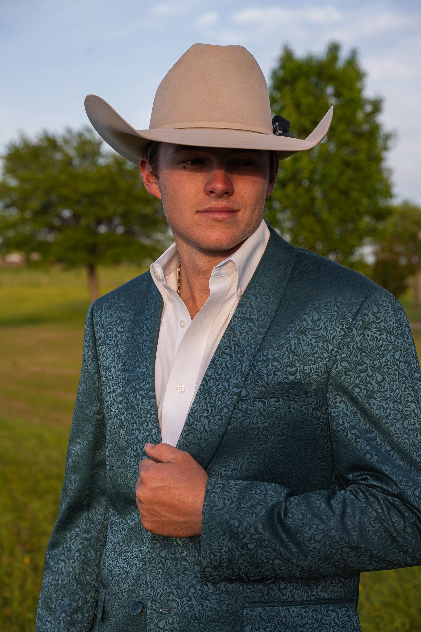 Rodeo Teal Paisley Cowboy Sport Coat – Slim Fit Western Statement Jacket