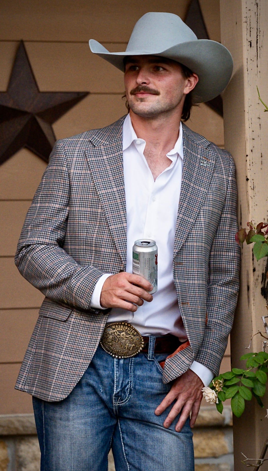 New! Rust, Grey, Brown Checkered Plaid Cowboy Sport Coat