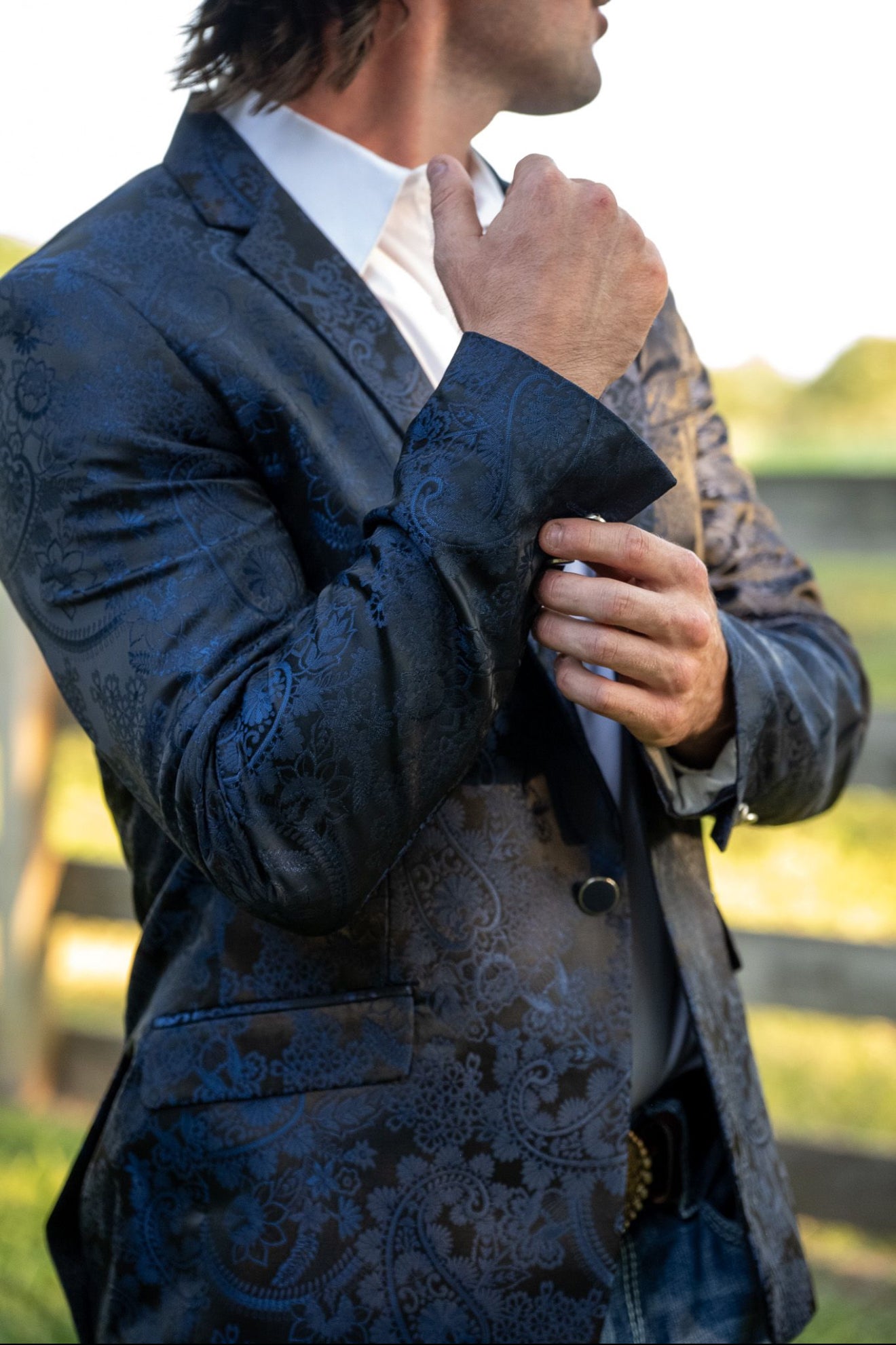 Royal Blue/Black Paisley Cowboy Sport Coat Espuela Design Co. Royal Blue/Black Paisley Cowboy Sport Coat Espuela Design Co.