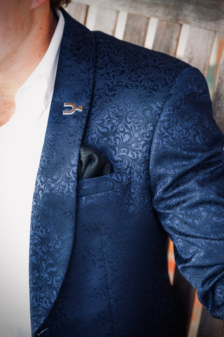 New!! Navy Blue Paisley Formal Cowboy Sport Coat