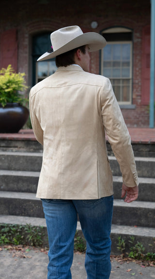 New!! Buckskin Ultra-Suede Western Yoke Slim Fit Cowboy Sport Coat