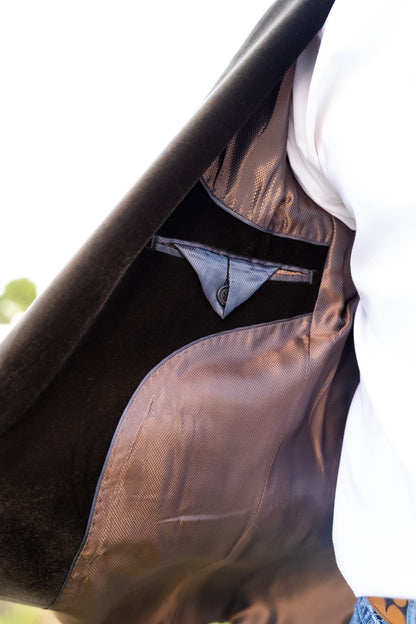 Mocha Chocolate Brown Velvet Lapel Cowboy Sport Coat – Tailored Western Lifestyle Jacket