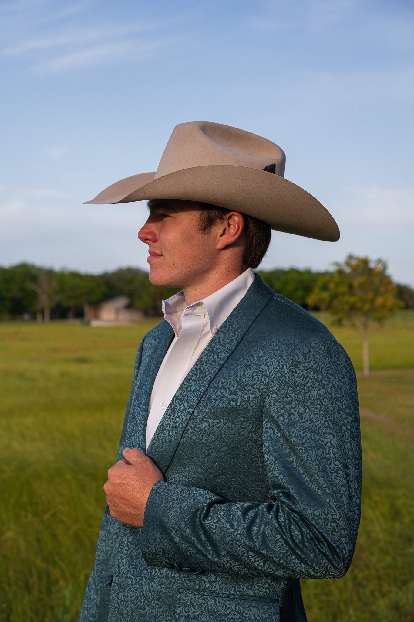 Rodeo Teal Paisley Cowboy Sport Coat – Slim Fit Western Statement Jacket