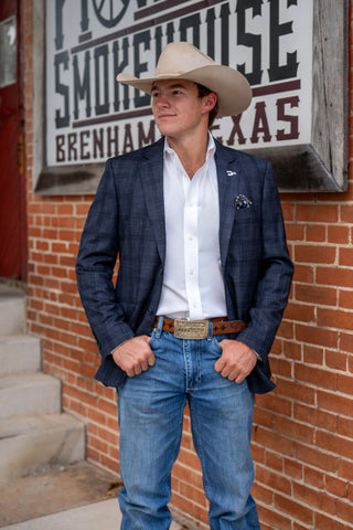 New!! Blue Roan Plaid Cowboy Sport Coat