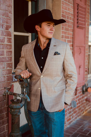 New!! Bone Tan Windowpane Cowboy Sport Coat