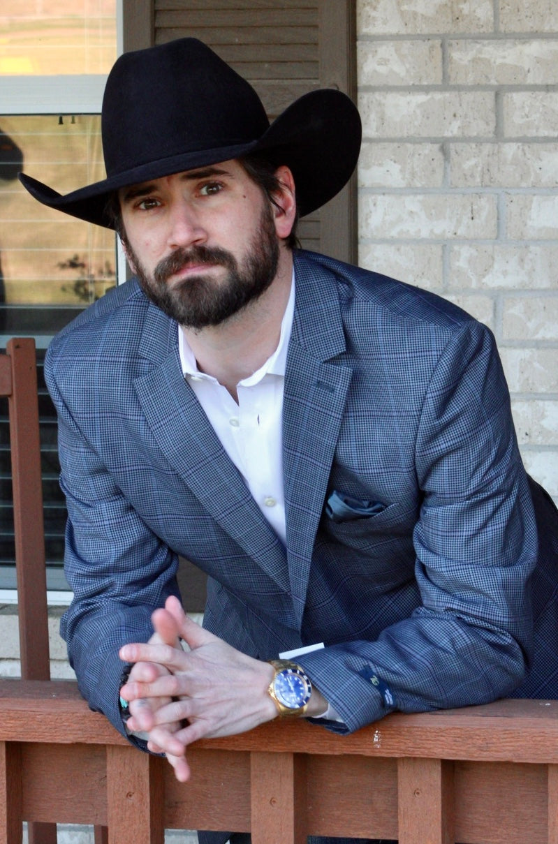 Slate Blue Houndstooth Pattern Cowboy Sport Coat