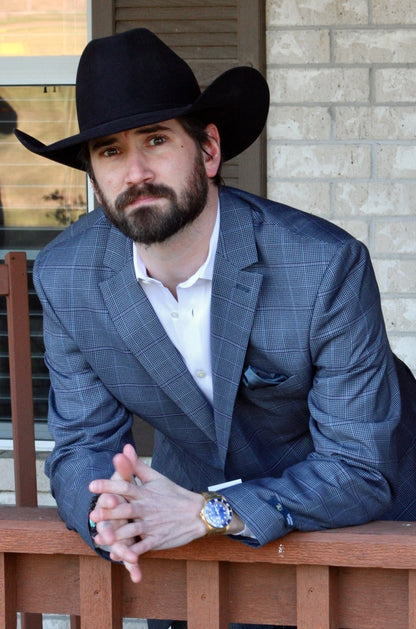 Slate Blue Houndstooth Cowboy Sport Coat