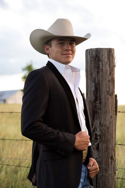 Mocha Chocolate Brown Velvet Lapel Cowboy Sport Coat – Tailored Western Lifestyle Jacket