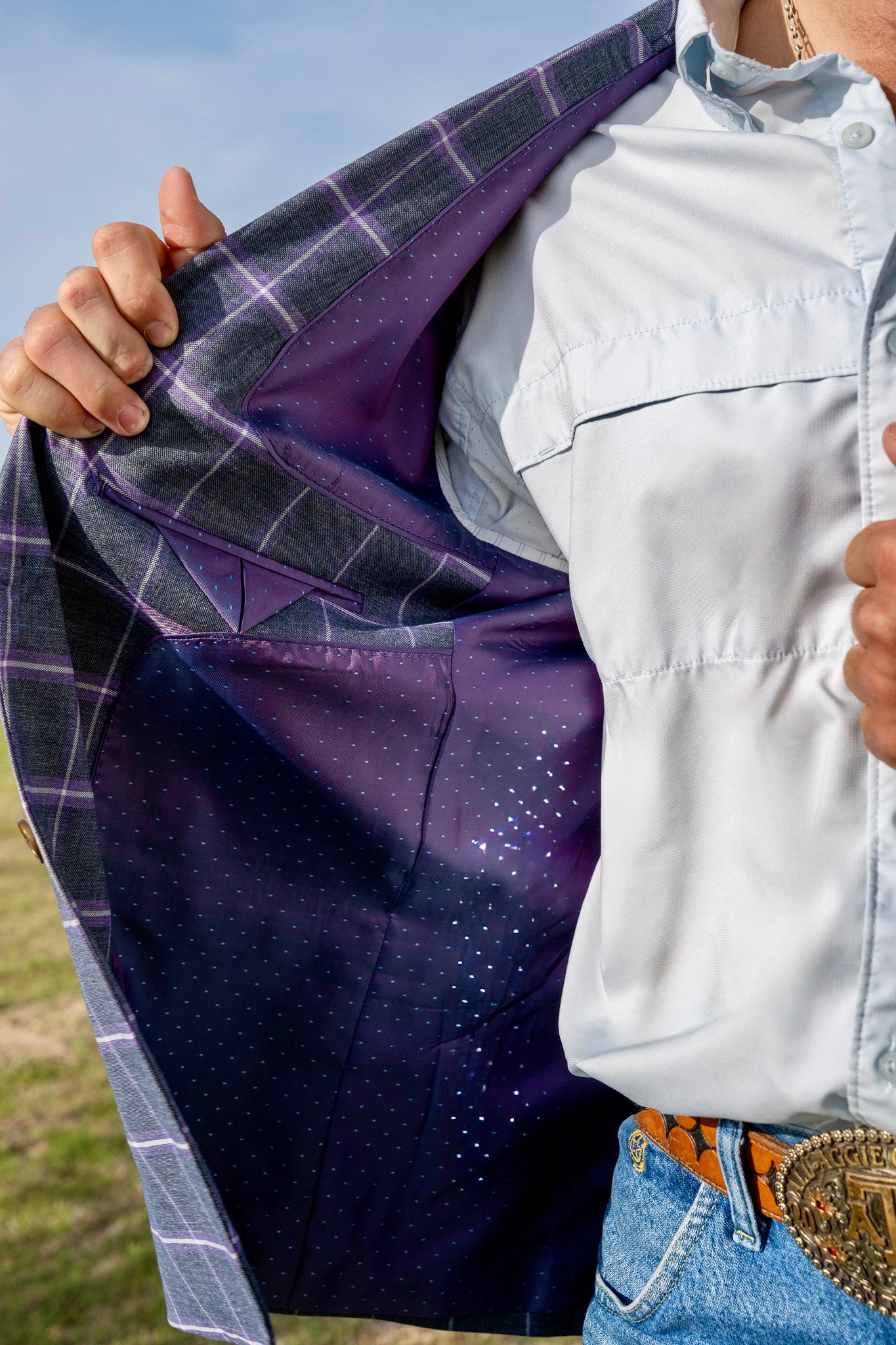 Summer Charcoal Grey Windowpane Cowboy Sport Coat