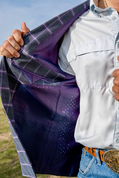 Summer Charcoal Grey Windowpane Cowboy Sport Coat