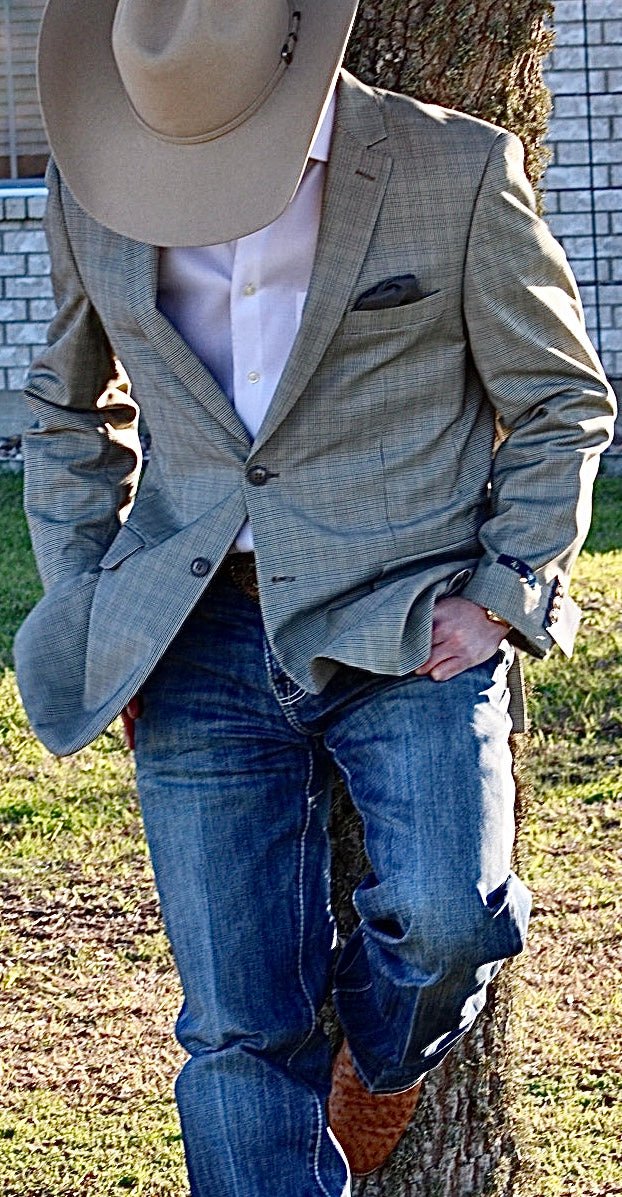 Light Green Tiny Plaid Cowboy Sport Coat