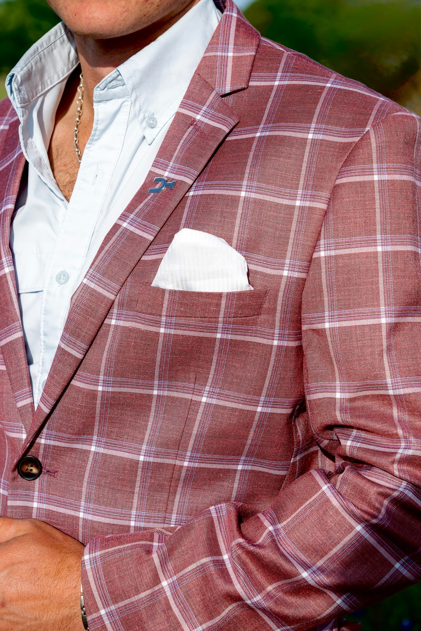 Vintage Rust Summer Windowpane Cowboy Sport Coat