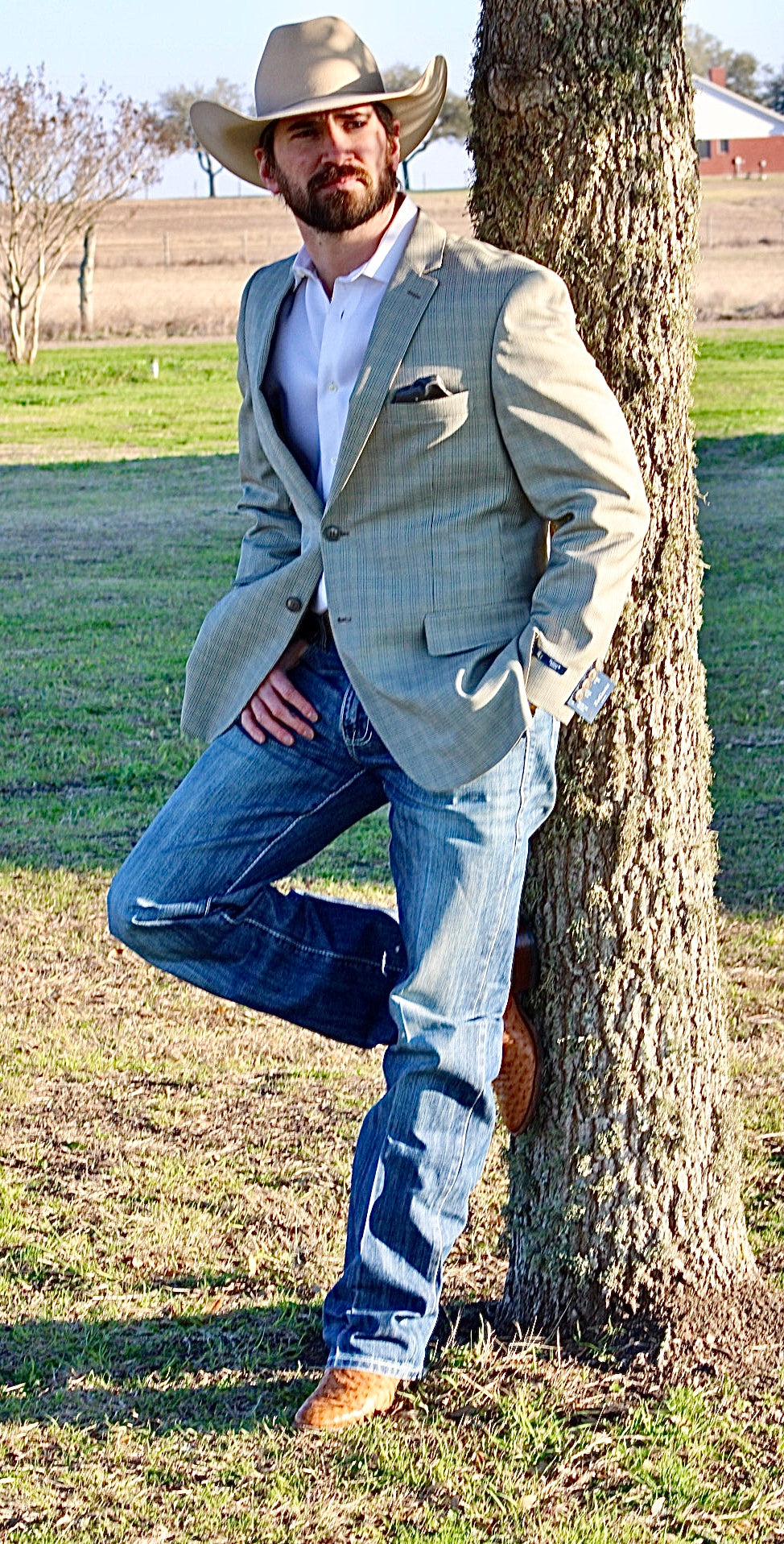 Light Green Tiny Plaid Cowboy Sport Coat