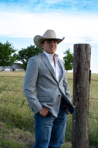 Steel Ranch Blue-Grey Long-Length Cowboy Sport Coat – Modern Western Luxe