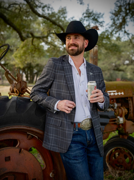 Iron Grey Windowpane Cowboy Sport Coat