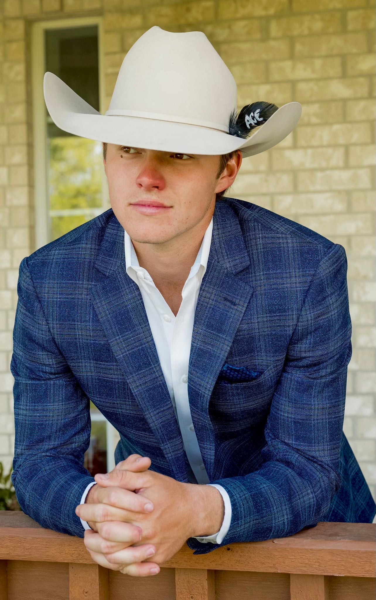 Denim Blue Plaid Cowboy Sport Coat – Tailored Western Dress Jacket