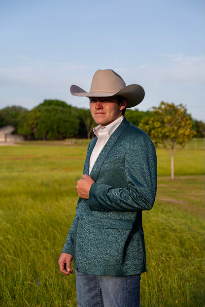 Rodeo Teal Paisley Cowboy Sport Coat – Slim Fit Western Statement Jacket