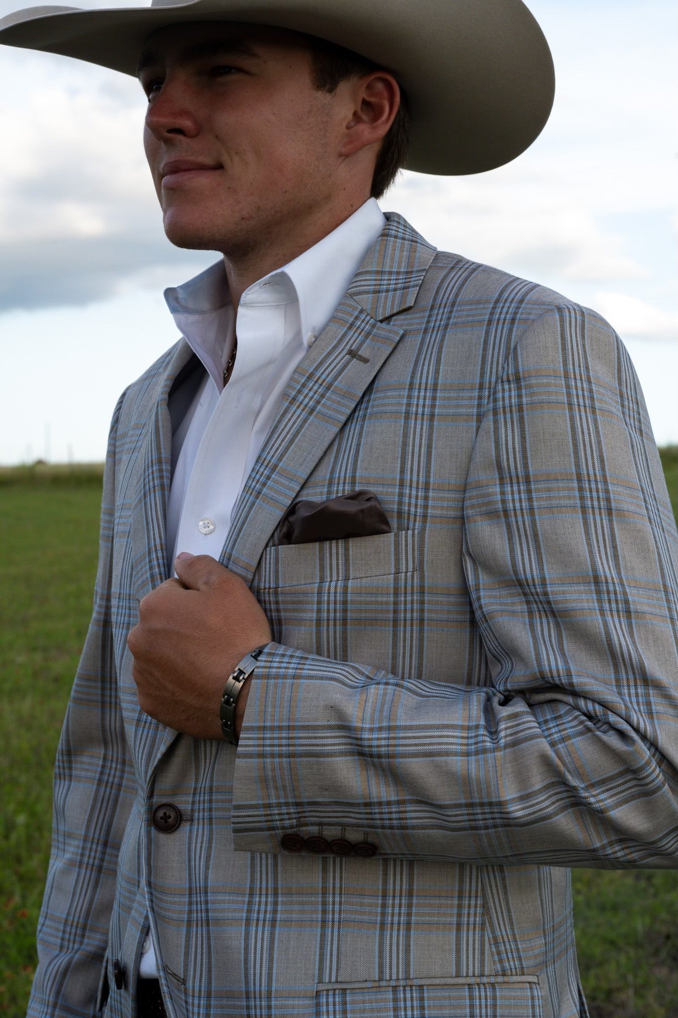 Big Plaid Taupe Cowboy Sport Coat
