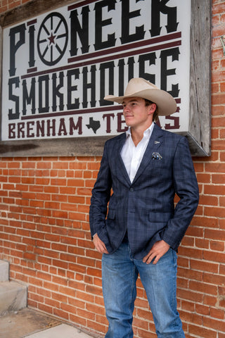 New!! Blue Roan Plaid Cowboy Sport Coat
