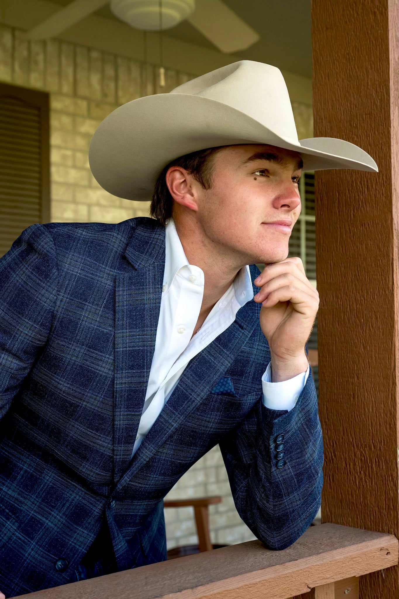 Denim Blue Plaid Cowboy Sport Coat – Tailored Western Dress Jacket