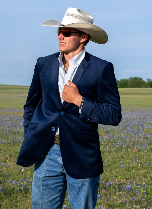 New!! Blue Suede Corduroy Athletic Fit Cowboy Sport Coat