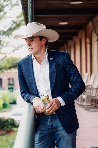 New!! Navy Blue Paisley Formal Cowboy Sport Coat