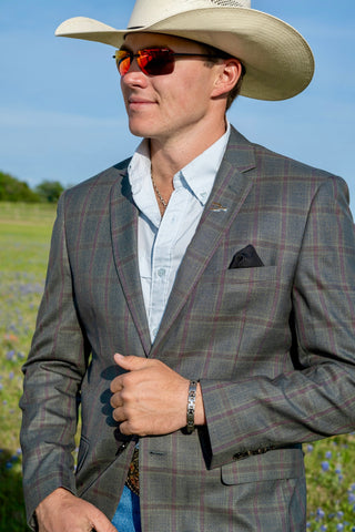 Light Olive Green Maroon Summer Cowboy Sport Coat