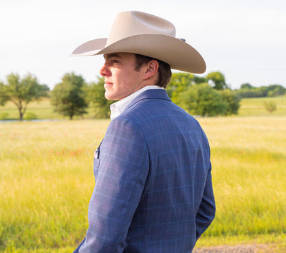 Ranch Blue with Pink Plaid Summer Cowboy Sport Coat – Classic Fit Western Jacket