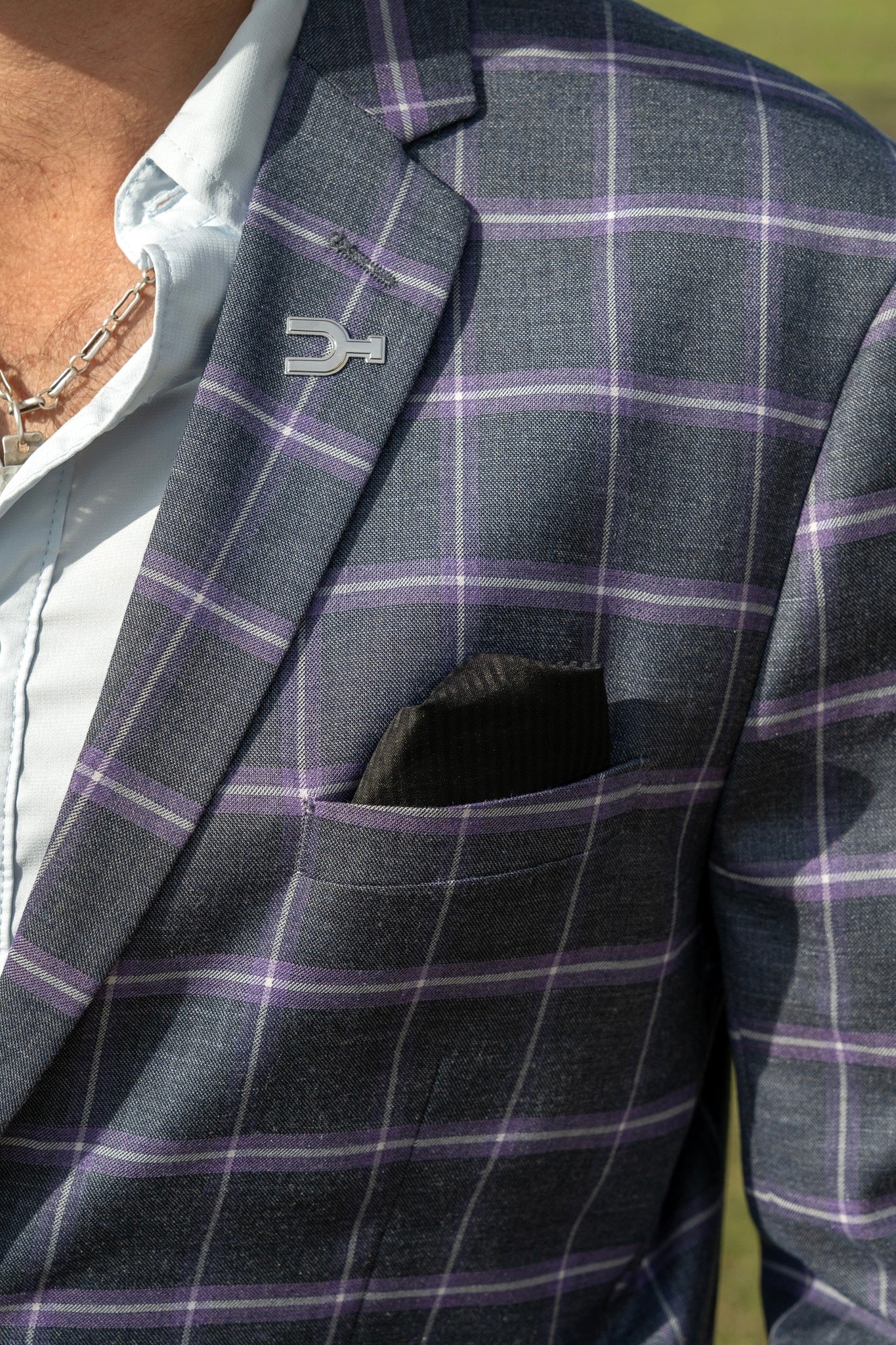 Summer Charcoal Grey Windowpane Cowboy Sport Coat