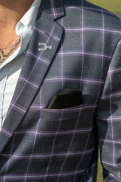 Summer Charcoal Grey Windowpane Cowboy Sport Coat