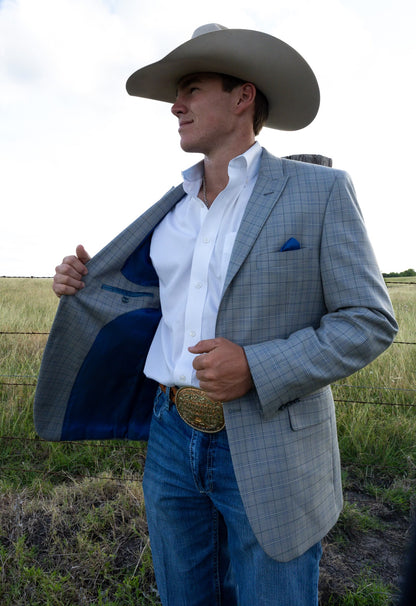 Steel Ranch Blue-Grey Long-Length Cowboy Sport Coat – Modern Western Luxe