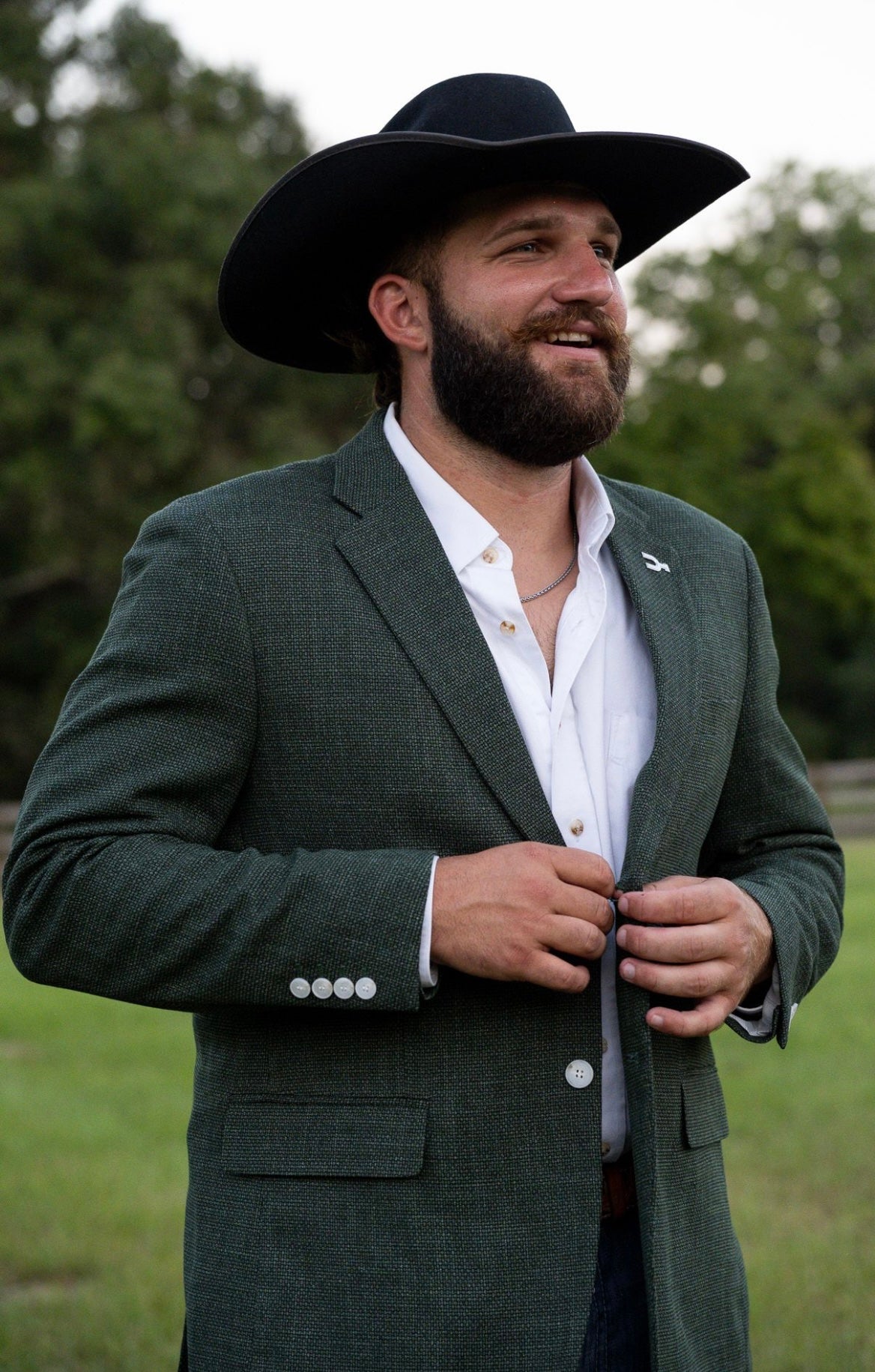 New! Olive Green Chino Cowboy Sport Coat