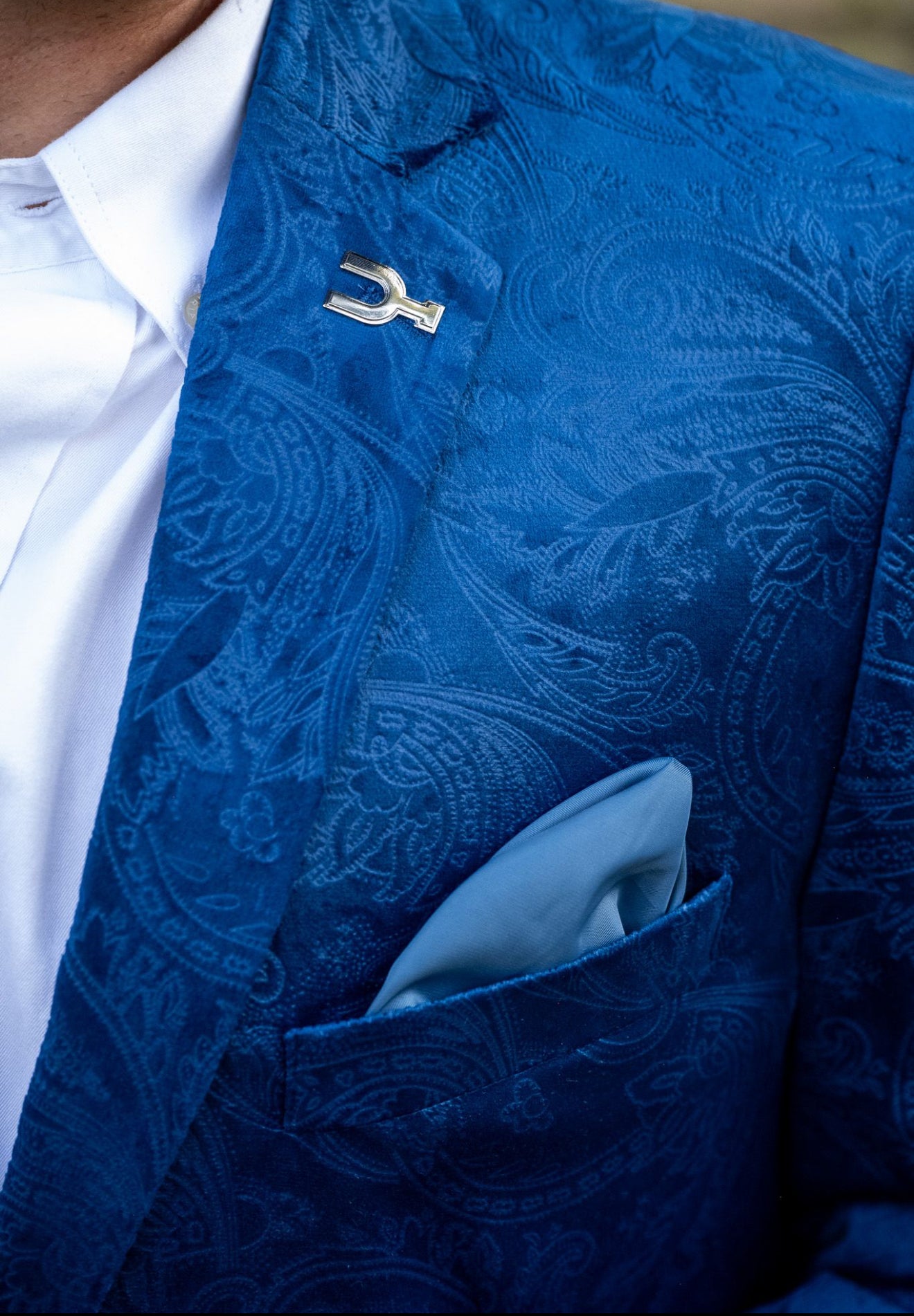New! Royal Blue Etched Paisley Cowboy Sport Coat
