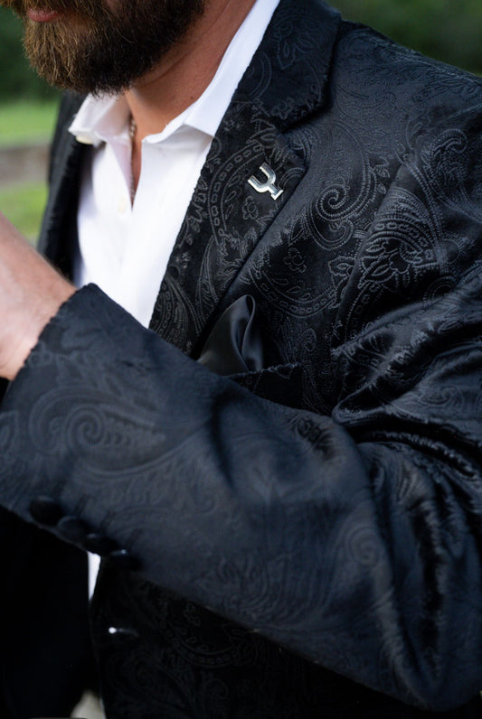 New! Carved Black Paisley Cowboy Sport Coat