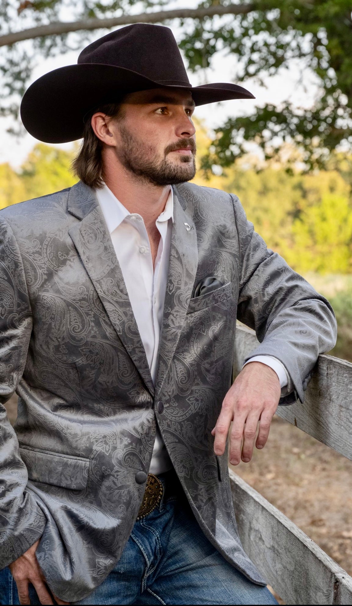 New! Grey Etched Paisley Cowboy Sport Coat