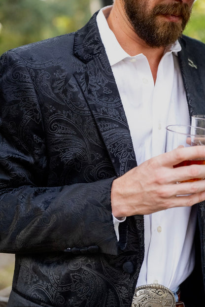New!  Black Etched Paisley Cowboy Sport Coat