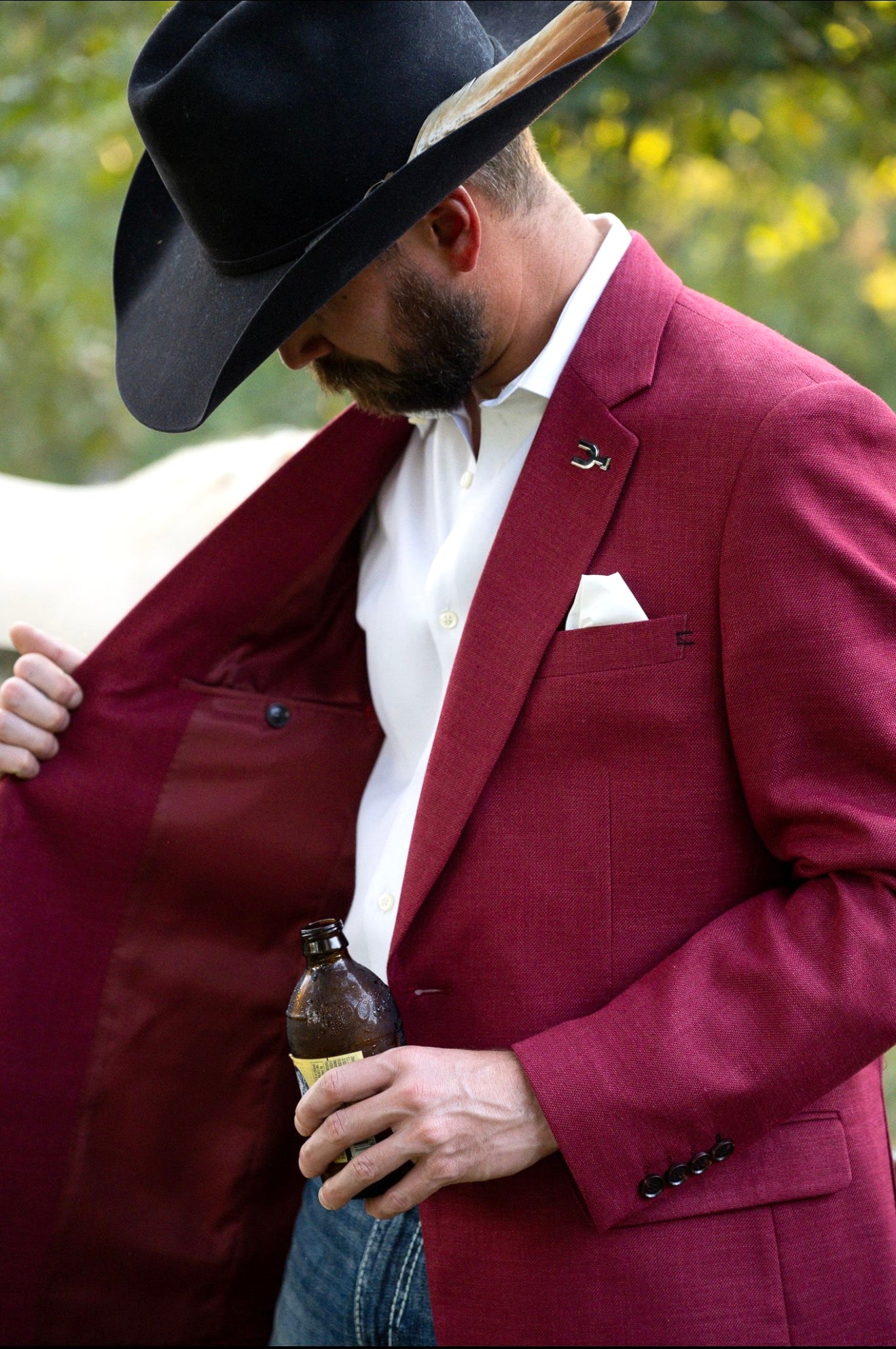 New! Solid Red Cowboy Sport Coat