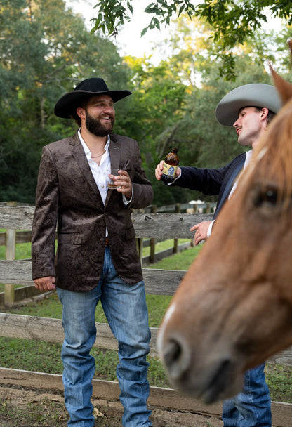 New! Brown Etched Paisley Cowboy Sport Coat