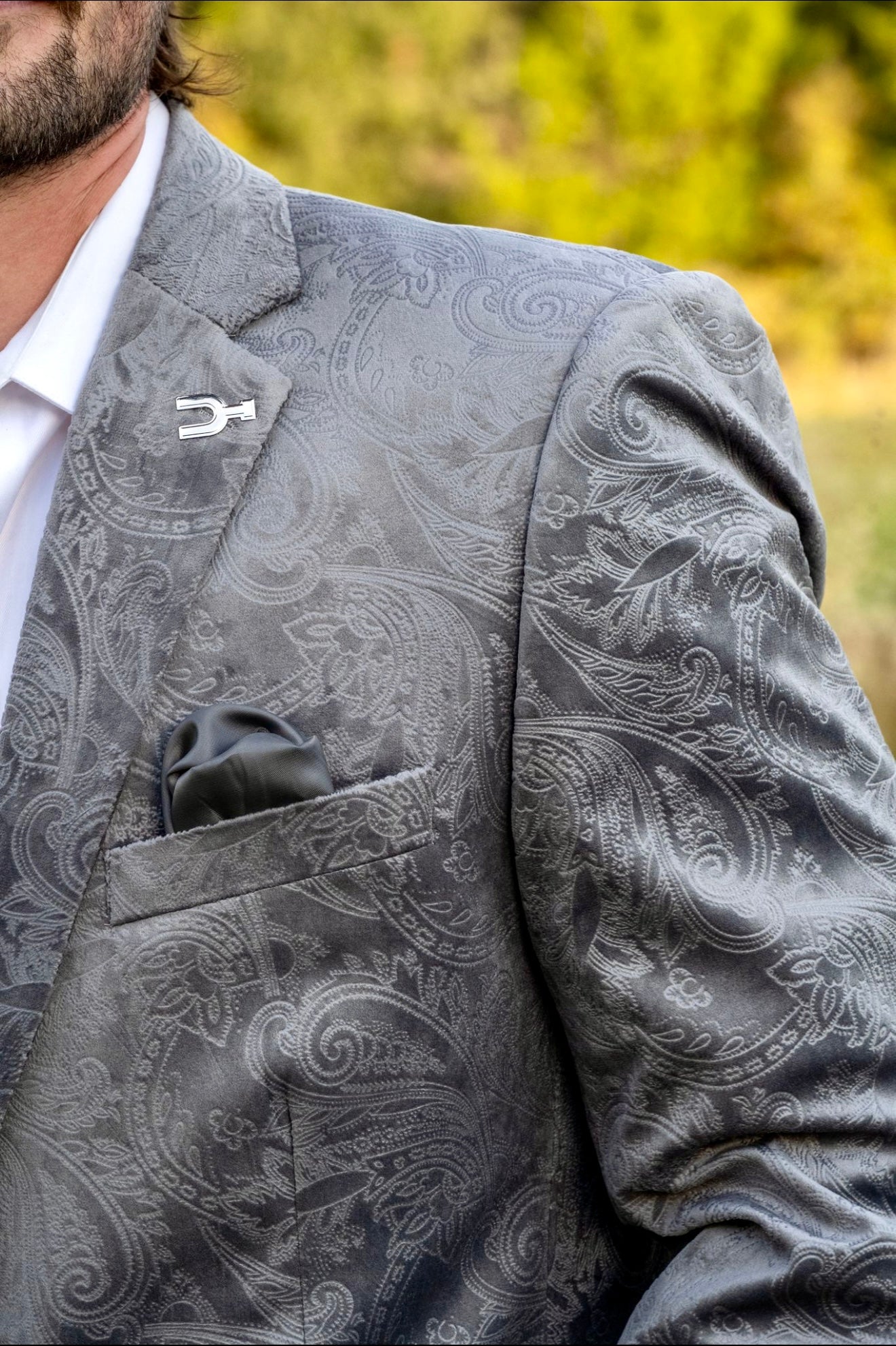 New! Grey Etched Paisley Cowboy Sport Coat