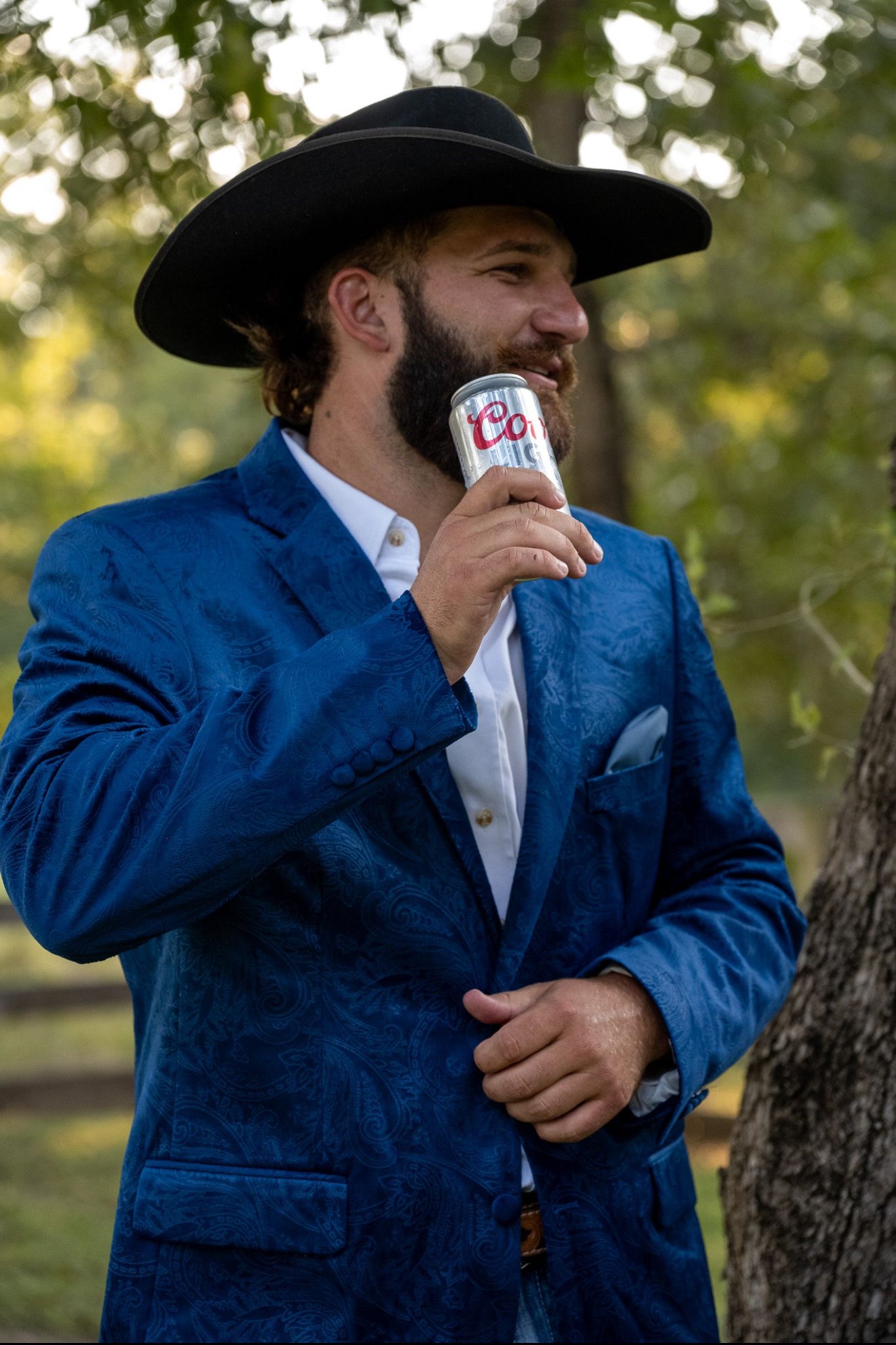 New! Royal Blue Etched Paisley Cowboy Sport Coat