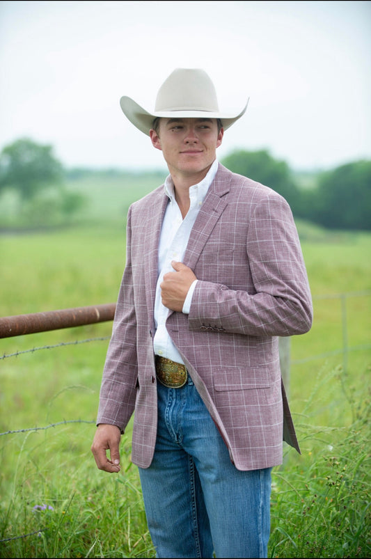 Aggie Maroon Windowpane Cowboy Sport Coat Short Length