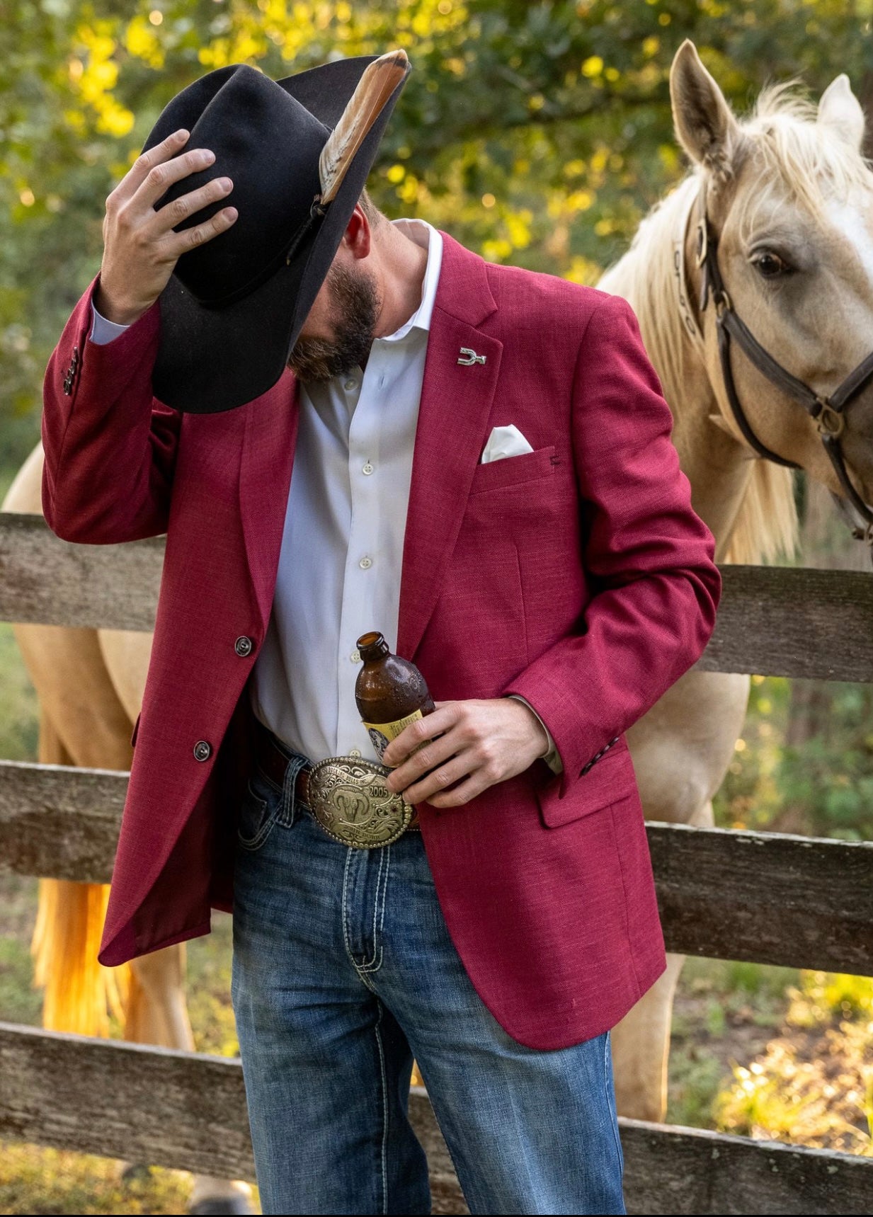 New! Solid Red Cowboy Sport Coat