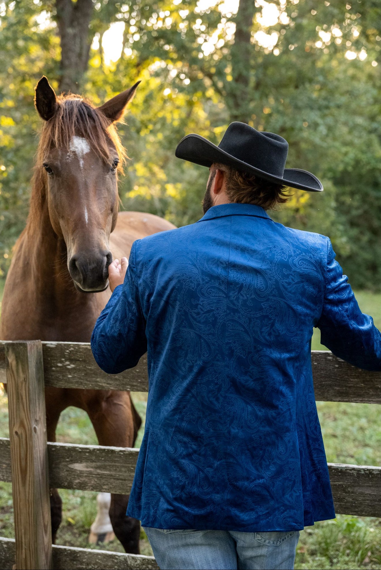 New! Royal Blue Etched Paisley Cowboy Sport Coat