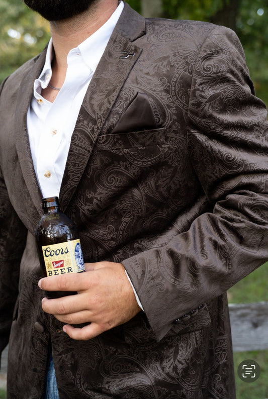New! Carved Brown Paisley Cowboy Sport Coat