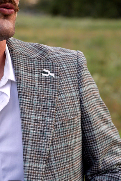 New! Turquoise, Grey, Brown Checkered Plaid Cowboy Sport Coat