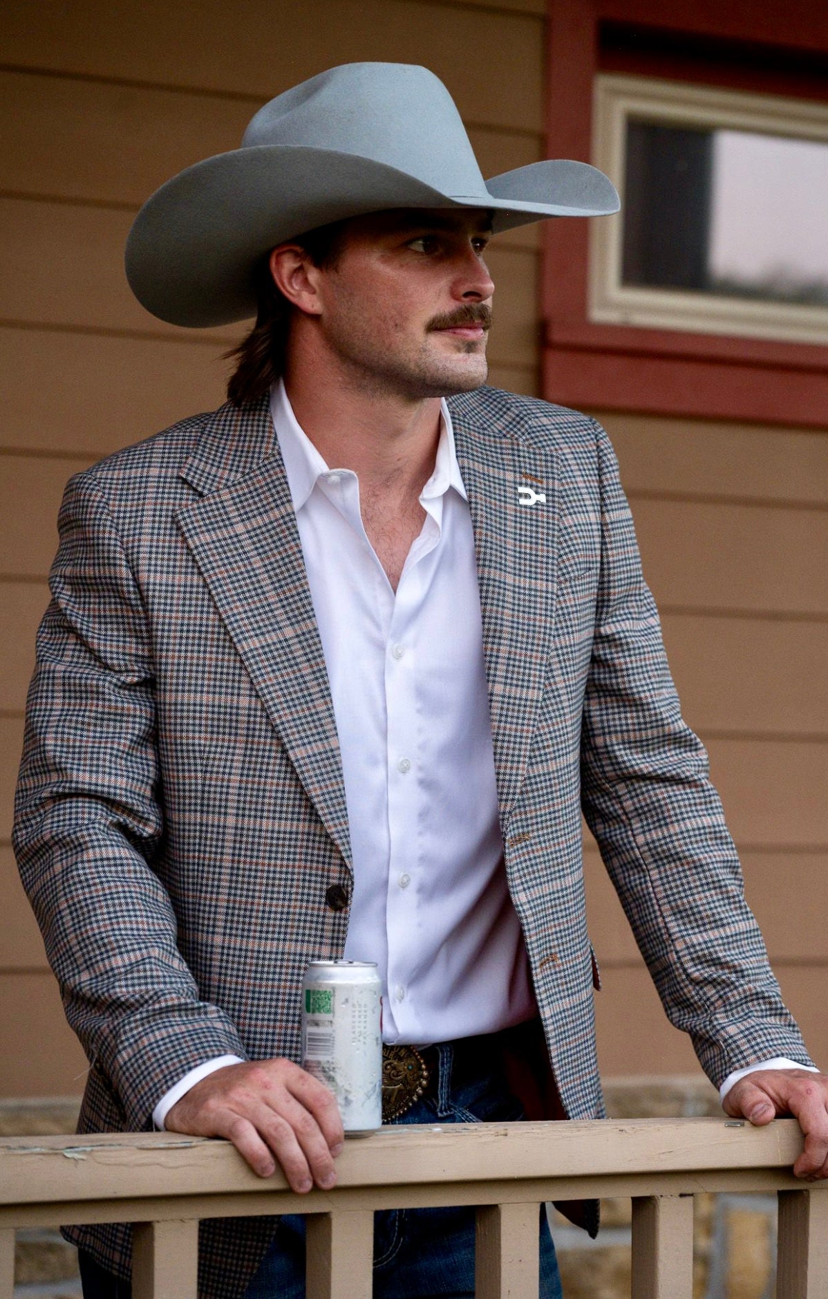New! Rust, Grey, Brown Checkered Plaid Cowboy Sport Coat