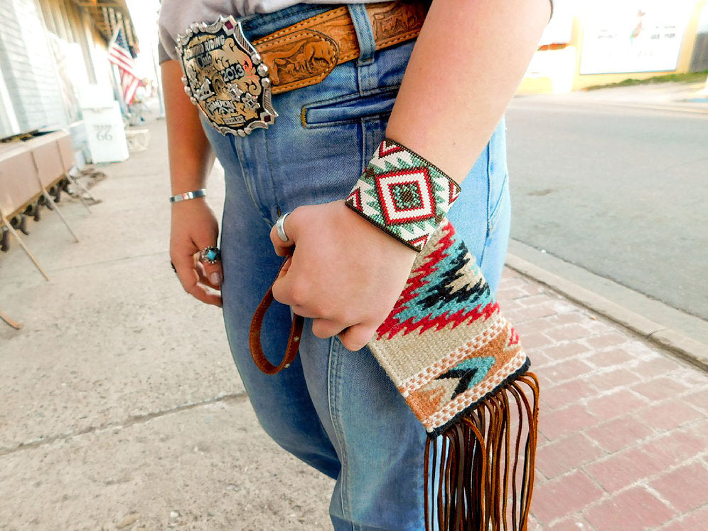 Zia Saddleblanket Wristlet Fringed