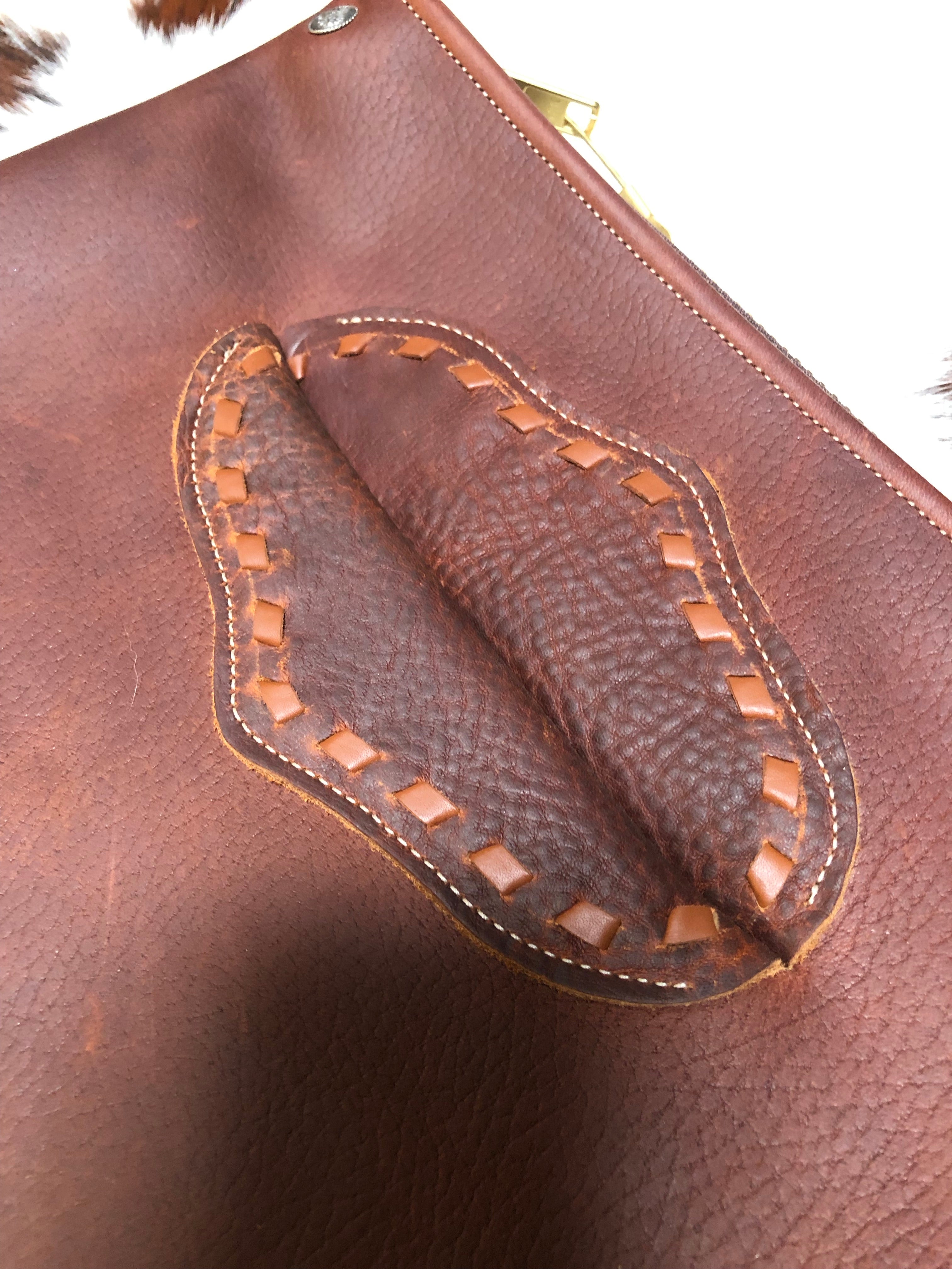 Brown Boot Stitched Chap Bag