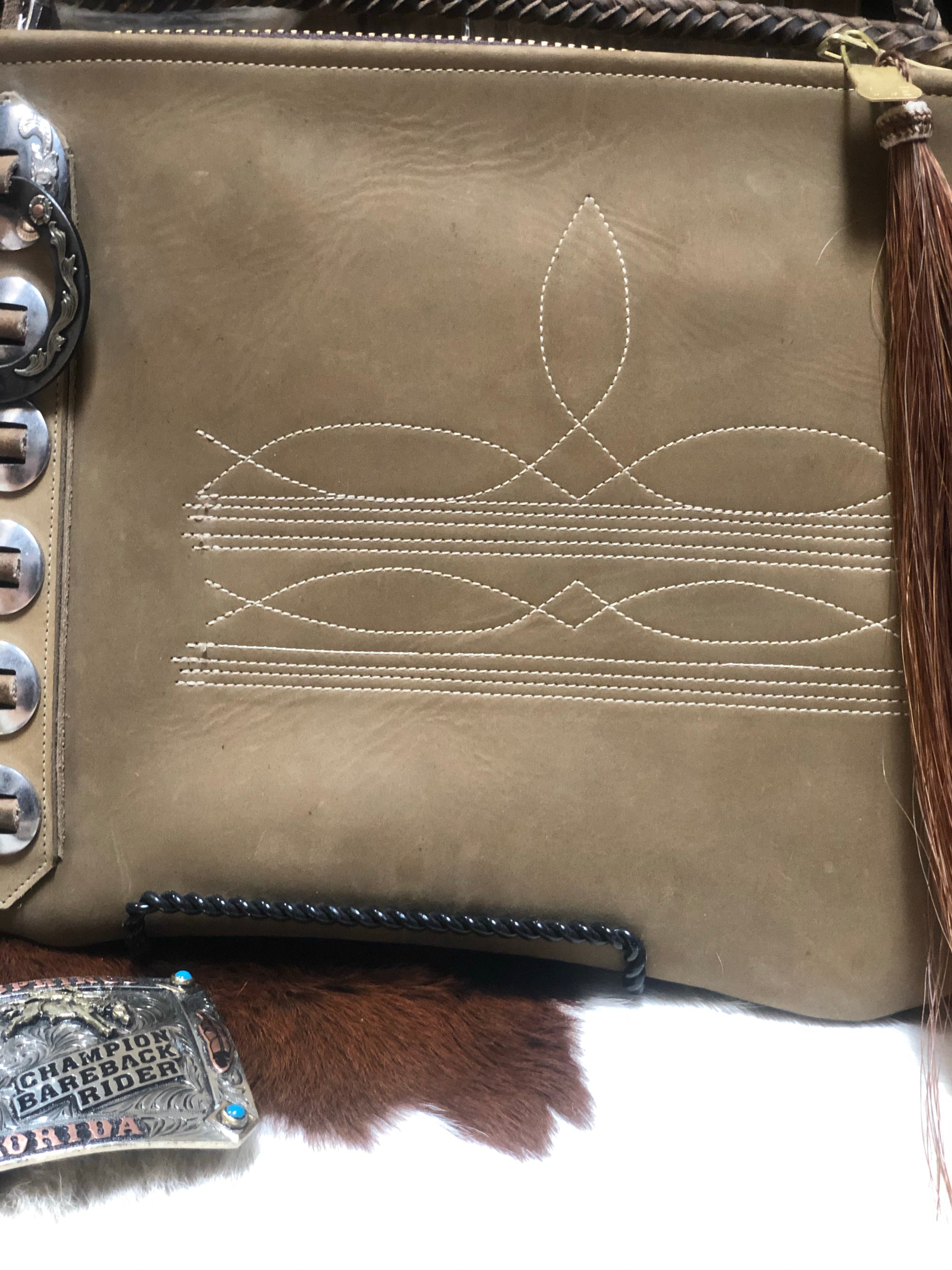 Khaki Boot Stitched Chap Bag
